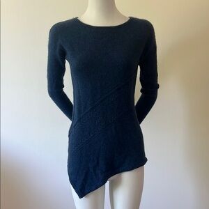 Forte Cashmere Deep Blue Navy Asymmetrical Sweater